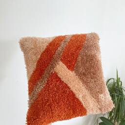 12x12 Hand Tufted Punch Needle Mini Pillow Cover, Decorative Fluffy Cushion Cover, Boho Y2K Throw Cover, Elegant Home Decor - thumbnail 2