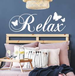 Wall Sticker Quote - Relax Vinyl Decal For Bedroom, Bathroom & Ensuite - Inspirational Home Decor Waterproof - thumbnail 1