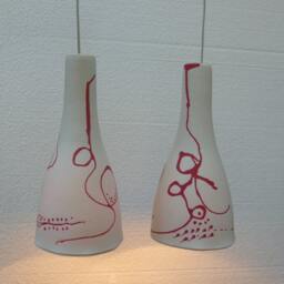 Porcelain Bell With Red Stripe, Hanging Lamp, Pendant Lights, Bar Lights - thumbnail 2
