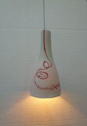 Porcelain Bell With Red Stripe, Hanging Lamp, Pendant Lights, Bar Lights - thumbnail 1