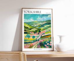 Yorkshire Travel Poster England, North York Moors Art Print - thumbnail 1