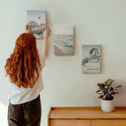Canvas Set Of 3 - Horses in Motion Beach & Lighthouse Water Waves, Blue Print, Landscapes Wall Decor - thumbnail 3