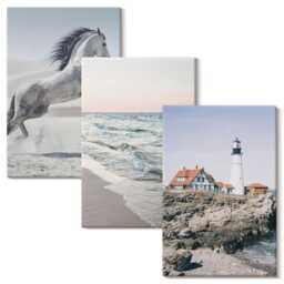 Canvas Set Of 3 - Horses in Motion Beach & Lighthouse Water Waves, Blue Print, Landscapes Wall Decor - thumbnail 2
