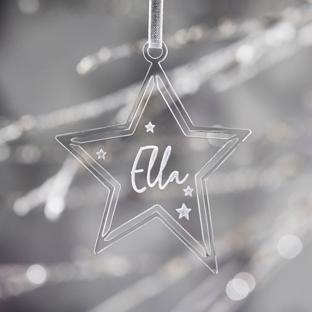 Personalised Clear Star Christmas Decoration - image 1