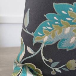 Charcoal Jacobean Print Pillow Cover- 18x18, 20x20, 22x22, 24x24 - Floral Cover Fabric Both Sides - thumbnail 2