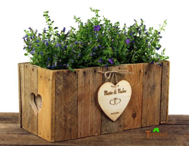 Vintage Flower Box Made From Old Fruit Crate Boards Flower Box Wood Table Decoration Wedding Gift Wedding Wooden Gift Bride & Groom Boho - image 1