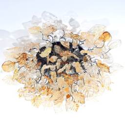 Elegant Flush Mount Ceiling Light With Champagne Color Flowers & Leaves - thumbnail 2