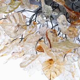 Elegant Flush Mount Ceiling Light With Champagne Color Flowers & Leaves - thumbnail 4