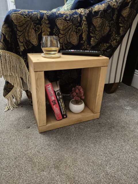 22cm Narrow Rustic Cube Side, Handmade Sofa End Table - image 1