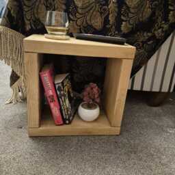 22cm Narrow Rustic Cube Side, Handmade Sofa End Table - thumbnail 2