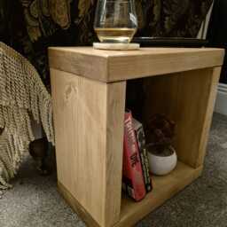 22cm Narrow Rustic Cube Side, Handmade Sofa End Table - thumbnail 3