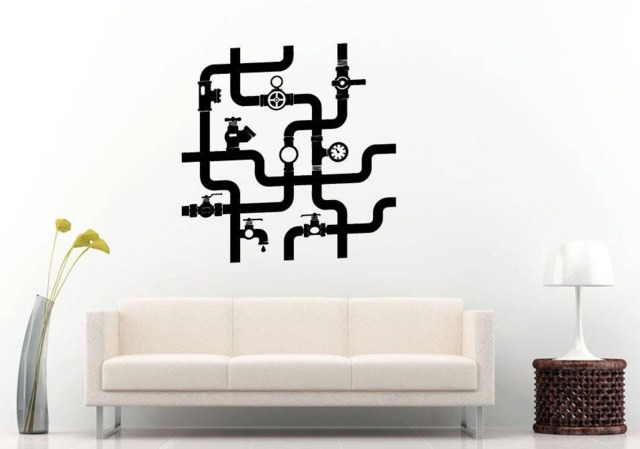 Water Pipes Plumbing Underground Construction Room Wall Sticker Decal Vinyl Mural Decor Art L2401 - image 1