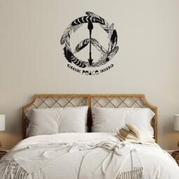 Feathers Vinyl Wall Decal Peace Arrow Hippie Ethnic Room Boho Style Bohemian Bedroom Modern Home Decor Stickers Mural - #3038Di - thumbnail 1