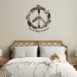 Feathers Vinyl Wall Decal Peace Arrow Hippie Ethnic Room Boho Style Bohemian Bedroom Modern Home Decor Stickers Mural - #3038Di - thumbnail 2