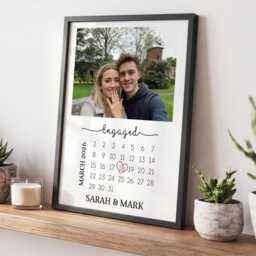 Engagement Gifts For Couple - Personalised Photo Print & Wooden Frame - thumbnail 2