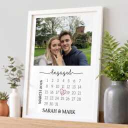 Engagement Gifts For Couple - Personalised Photo Print & Wooden Frame - thumbnail 3