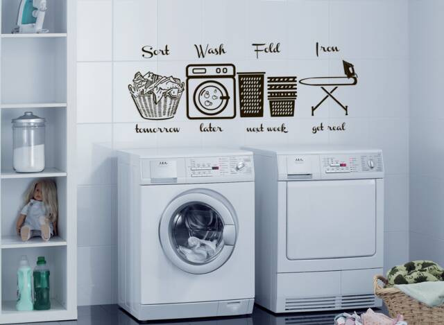 Laundry Room Wall Decal Sort, Wash, Fold, Iron Vinyl Art Se176 - image 1