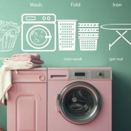 Laundry Room Wall Decal Sort, Wash, Fold, Iron Vinyl Art Se176 - thumbnail 2