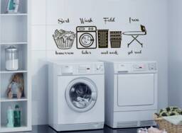 Laundry Room Wall Decal Sort, Wash, Fold, Iron Vinyl Art Se176 - thumbnail 1