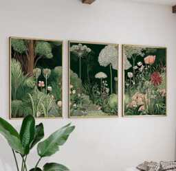 Floral Garden Posters Set Of 3, Botanical Illustration Art Prints Wall Decor - thumbnail 1