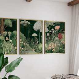 Floral Garden Posters Set Of 3, Botanical Illustration Art Prints Wall Decor - thumbnail 2