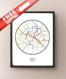 Paris, France - Minimalist Metro Subway Art Print Paris M??tro - thumbnail 1