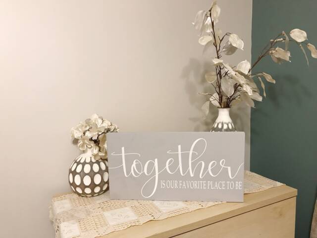 "Rustic Love Quote Wood Sign, ""Together Is Our Favorite Place" - image 1