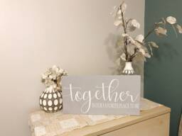 "Rustic Love Quote Wood Sign, ""Together Is Our Favorite Place" - thumbnail 1
