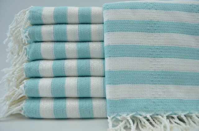 "Mint Green Striped Towel, Soft Towel, Beach Towel, Turkish Peshtemal, Towels, Turkish Bath Towel, 36""x70" - image 1
