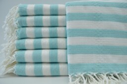"Mint Green Striped Towel, Soft Towel, Beach Towel, Turkish Peshtemal, Towels, Turkish Bath Towel, 36""x70"