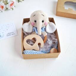 Elephant Baby Boy Gift Box For First Time Mom, Its A Pregnancy Set, New Mom Package Safari Shower - thumbnail 2