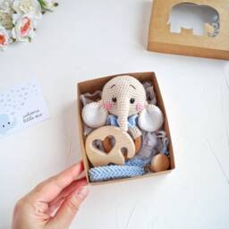 Elephant Baby Boy Gift Box For First Time Mom, Its A Pregnancy Set, New Mom Package Safari Shower - thumbnail 3