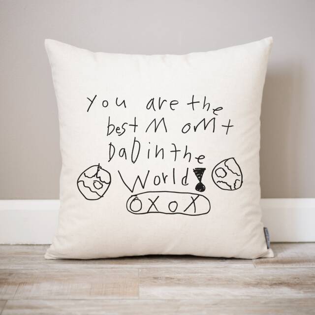 Actual Handwriting Farmhouse Linen Pillow - Soft With Kids Or Drawing Unique Mothers Day Gift For Mom From - image 1