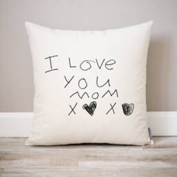 Actual Handwriting Farmhouse Linen Pillow - Soft With Kids Or Drawing Unique Mothers Day Gift For Mom From - thumbnail 3
