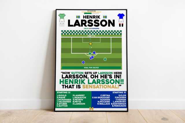 Henrik Larsson V Rangers Print, Celtic Fc Poster, Football Wall Art, Posters, Fc, Prints - image 1