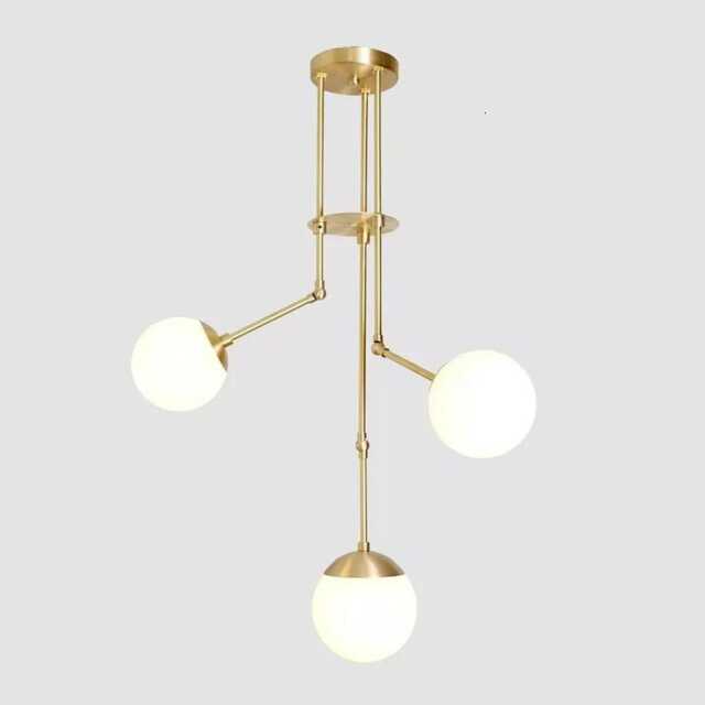 Modern Sputnik Chandelier - Brass Finish Globe Pendant Light Mid Century Lighting - image 1