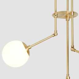 Modern Sputnik Chandelier - Brass Finish Globe Pendant Light Mid Century Lighting - thumbnail 2