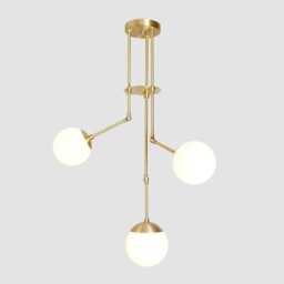 Modern Sputnik Chandelier - Brass Finish Globe Pendant Light Mid Century Lighting - thumbnail 1