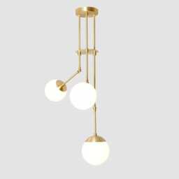 Modern Sputnik Chandelier - Brass Finish Globe Pendant Light Mid Century Lighting - thumbnail 3