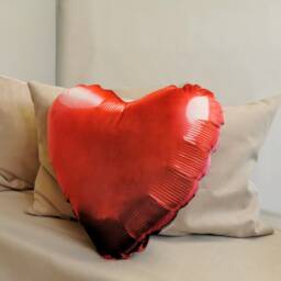 Valentine Gift, Red Heart Balloon Pillow Velvet Plush Party Decor Cushion, Girlish Valentines Day Gift - thumbnail 2