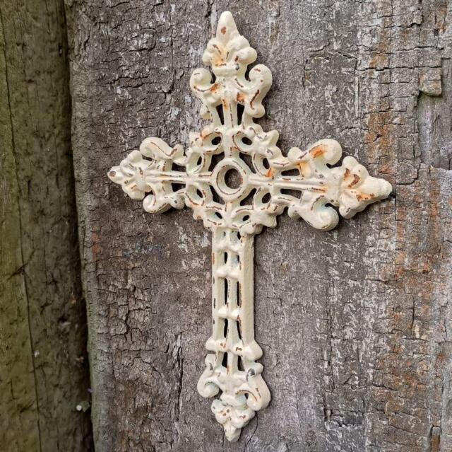 Cast Iron Cross Hanging Wall Outdoor Garden Ornament Home Celtic Christian Metal - image 1