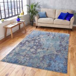 8x10 Blue Modern Abstract Rug Handmade 100% Wool #8184 - 242x300 cms. Free Shipping - thumbnail 2