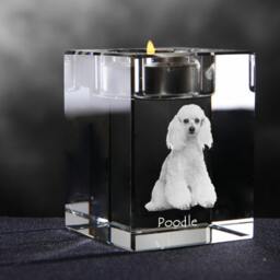 Poodle, Crystal Candlestick With Dog, Souvenir, Decoration, Limited Edition, Collection - thumbnail 2