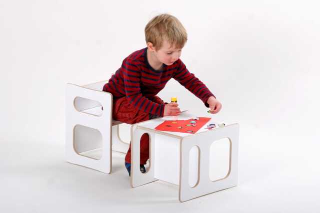 Two Charlie Play Chairs in White Lacquered For The Modern Children's Room Toddlers Wood Reversible - image 1