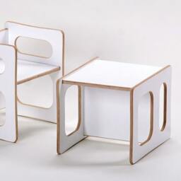 Two Charlie Play Chairs in White Lacquered For The Modern Children's Room Toddlers Wood Reversible - thumbnail 3