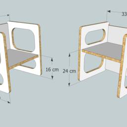 Two Charlie Play Chairs in White Lacquered For The Modern Children's Room Toddlers Wood Reversible - thumbnail 4