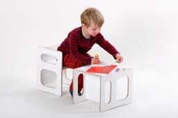 Two Charlie Play Chairs in White Lacquered For The Modern Children's Room Toddlers Wood Reversible - thumbnail 1