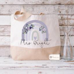 Personalised Add Your Own Text Rainbow Thank You Gift Birthday Gift Tote Bag Jute Shopping Bag - thumbnail 3