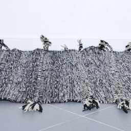 Vintage Black & White Berber Rug Geometric Moroccan Carpet - thumbnail 4