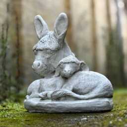 Outdoor Donkey Family Statue Stone Lying Animal Ornament Garden Concrete Figurine Farm Decoration Donkey Mother Sculpture Lawn Jackass Gift - thumbnail 4